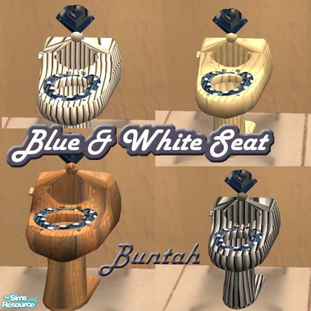 Sims 2 — Blue & White Toilet Chair Seat by buntah — If you want to read a good book, where do YOU like to read it