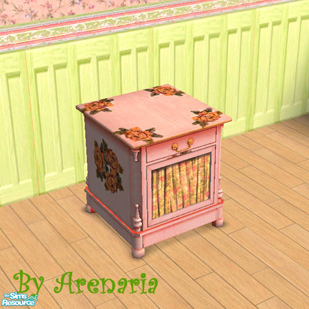 Sims 2 — Shabby Chic End Table by arenaria — A garage sale find, re-painted and and decoupaged. By Arenaria