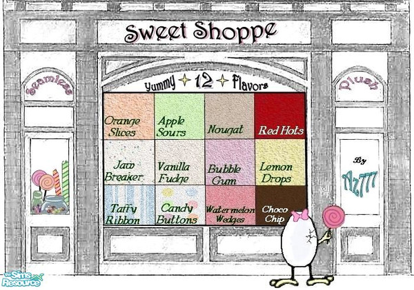 Sims 2 — Sweet Shoppe by Az777 — A collection of 12 seamless plush carpets by Az777.