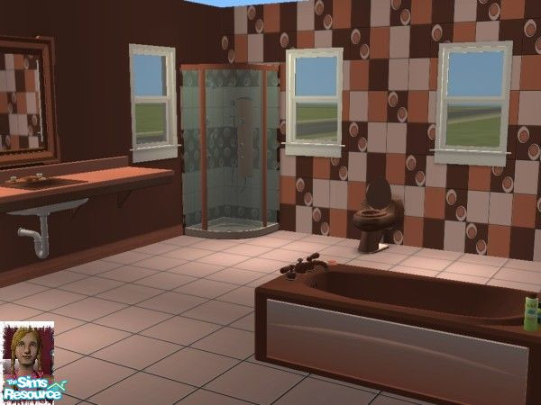Sims 2 — Retro Brown Bathroom by nessylove — Brown need not be boring - relive school days from the 70's with this