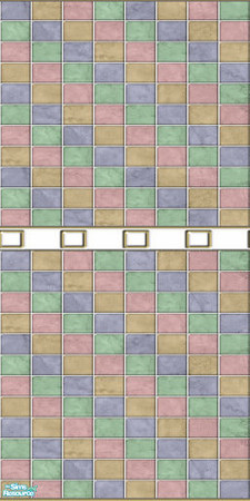 Sims 2 — RainBow Marble Set - Rw3 by eriduserpent — Rainbow Marble Full tile wall with decorated gold/white strip.
