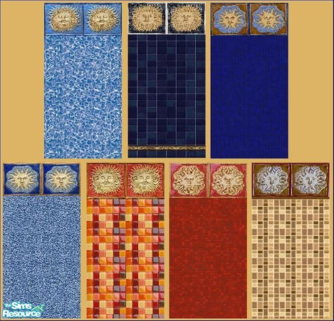 Sims 2 — Sun Tiles for Pools Series by msnicoleking — A variety of 7 different tile and liner coverings for your pool