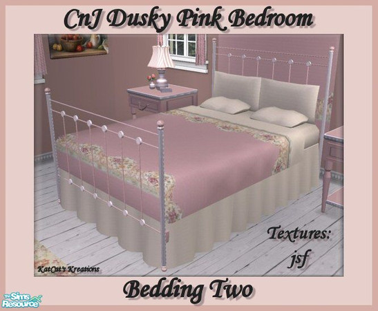 Sims 2 — CnJ Dusky Pink Bedroom - Bedding Two by KatCat — Bedding created using textures from jsf\'s \"jsf Designs
