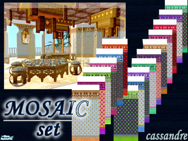 Sims 2 — Moroccan Mosaic Set by kibanahnah — A set of 16 mosaic walls, -all differents- to give any Modern room a little
