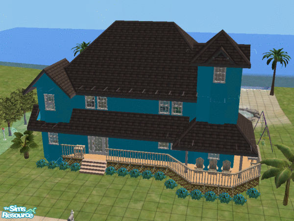 Sims 2 — Victorian Beach House by sweetsassykaty — A Victorian House on a Beach Lot with a swimmable beach. There\'s a