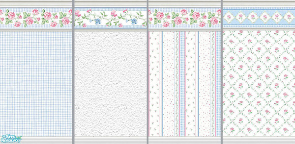 Sims 2 — Cheerful Plaid & Roses Set by Halfcreek — created by Halfcreek