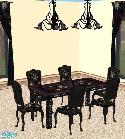 Sims 2 — Gothic Rose Dining Set by MandyWhy — This set is based on The Unicorn's original wallpaper design. My thanks to