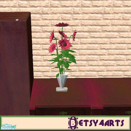 Sims 2 — TP Sunflowers by Betsy4arts — These sunflowers are silk flowers.Raspberry and plum.Betsy's creations