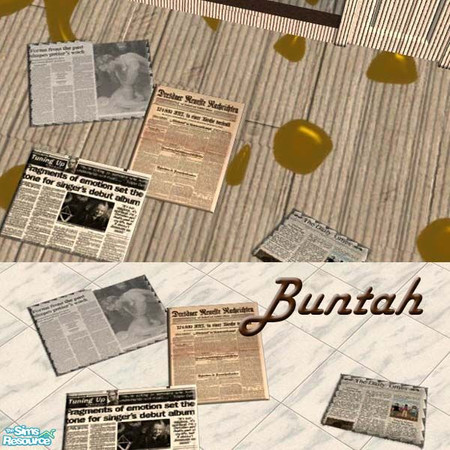 Sims 2 — Newspapers scattered on the floor by buntah — This is part of my Outhouse Blues set. This requires either Echo's