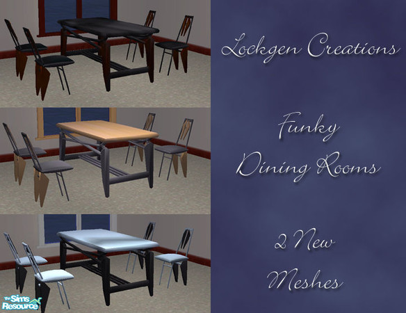 Sims 2 — Funky Dining Room by lockgen — My Funky Dining Room set includes a Table a chair with 3 recolors each. This set