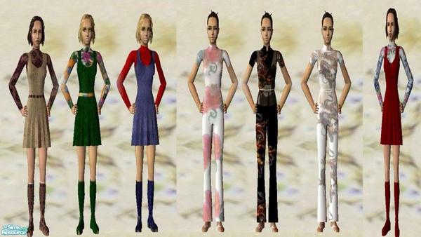Sims 2 — young adult selections by ead425 — 7 new outfits; forest green jumper,red jumper, blue jumper; brown cord