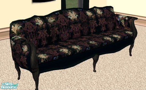 Sims 2 — Gothic Rose Sofa by MandyWhy — The Unicorn's original wallpaper design is faithfully re-created for this set on