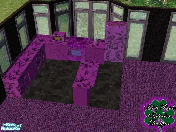 Sims 2 — Purple Marble Kitchen by Irish Pride — The Purple Marble Kitchen is one of the first sets created by Irish Rose