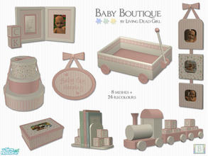 Sims 2 — Baby Boutique by Living Dead Girl — Nursery decor that includes photo frame with alphabet blocks, train, layette