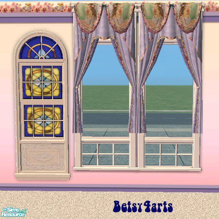 Sims 2 — WA Drapes by Betsy4arts — These are blue drapes that have the portrait of the beautiful little angel girl at the