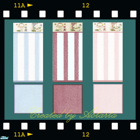 Sims 2 — Bathroom set by Astarta — 3 colored bathroom set with matching floor tiles.
