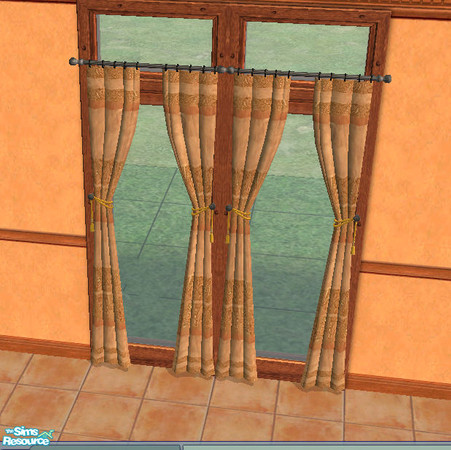 Sims 2 — Muga wicker victoriana velvet curtains by MugaSim — Velvety curtains in soft warm colours. Part of the wicker