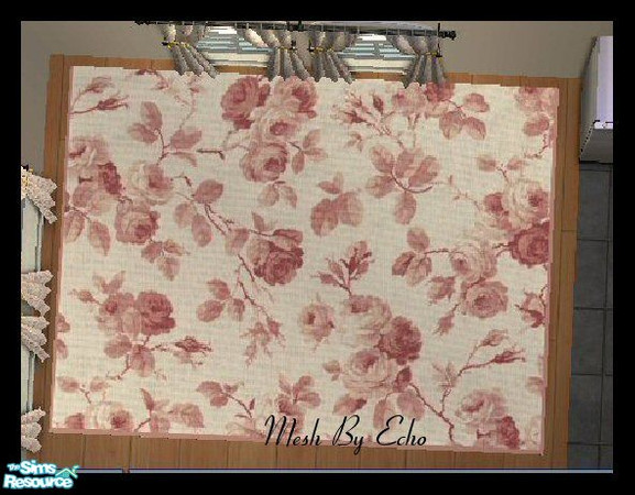 Sims 2 — Pink Roses Rug by SSilver — This rug requires Echo's 3x4 rug mesh, available in Windkeeper's "Real Rug