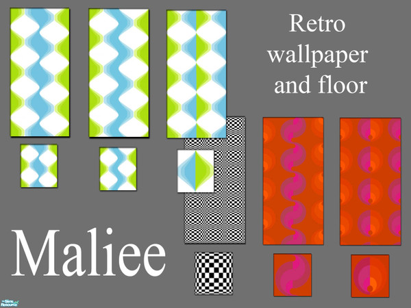 Sims 2 — retro set by maliee1 — retro wallpaper adn floor set