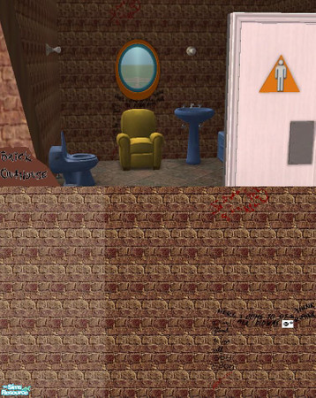 Sims 2 — Brick Outhouse by Lorah — All you need for a school outhouse. Weathered, non-weathered brick and graffiti.