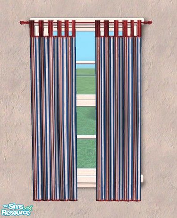 Sims 2 — Active Boys - Stripe Curtain by Bitzybus — Part of Active Boys Basic Room set. Don't forget the mesh! 