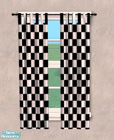 Sims 2 — Active Boys - Checker Curtain by Bitzybus — Part of Active Boys Basic Room set. Don't forget the mesh! 