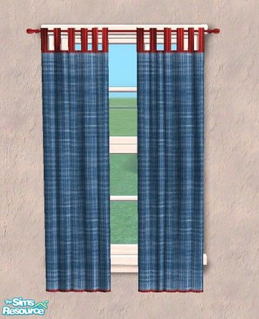 Sims 2 — Active Boys - Blue weave Curtain by Bitzybus — Part of Active Boys Basic Room set. Don't forget the mesh!