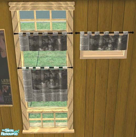 Sims 2 — Newspaper curtains by buntah — Old newspapers come in handy when your sim is poor. The "valance only"