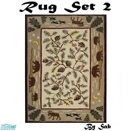 Sims 2 — Rug 5 by Sab — brown and beige with animal border
