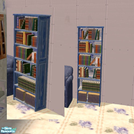 Sims 2 — Blue Rose Living Room Bookshelf by lindakelly — by lkelly, Blue Rose Living Room Collection