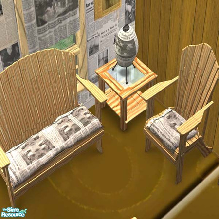 Sims 2 — Newspaper chair/loveseat CUSHION by buntah — Old newspapers come in handy when your sim is poor. This is part of