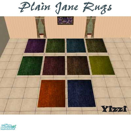 Sims 2 — Plain Jane Rugs by Yizzi — Set of 10 plain colored rugs. !!MUST HAVE ECHO'S 3X4 RUG BASE!! Download the mesh
