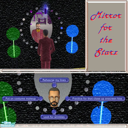 Sims 2 — Mirror for the Starz by buntah — This mirror has balls around it that reflect the colors in the room. It also