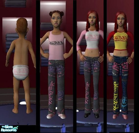 Sims 2 — Von Dutch Set 1 by Jordansgirl — Von Dutch set number 1. All tops are seperate from bottoms except child.