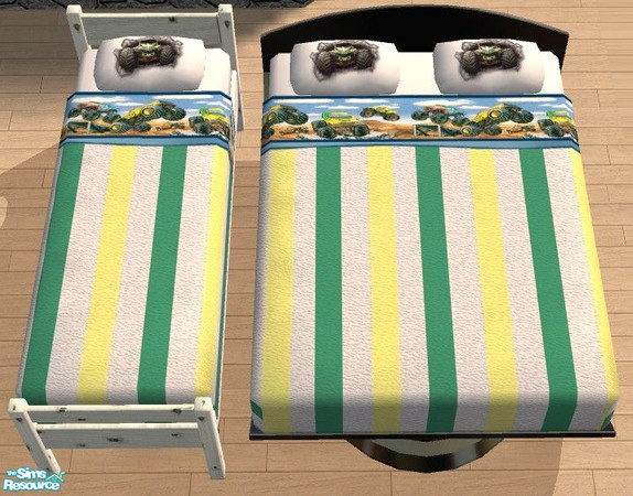 Sims 2 — Active Boys - Monster Trucks Bedding by Bitzybus — Part of Active Boys Basic Room set.