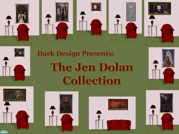 Sims 2 — Dark Design Presents: The Jen Dolan Coll by Dark_Design — A collection of 11 wall hangings featuring the work of