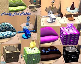 Sims 2 — Funky End Tables by buntah — This set includes two files. One for each table. Each file includes four table base