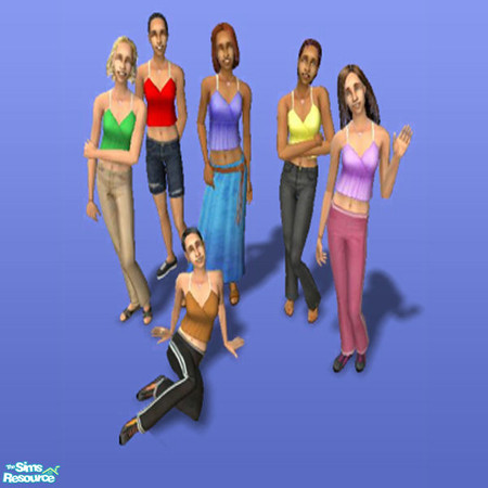 Sims 2 — TS2U Colored Blouses by Iceman721 — Here is a set of blouses Red, Blue, Yellow, Purple, Green, and Brown in
