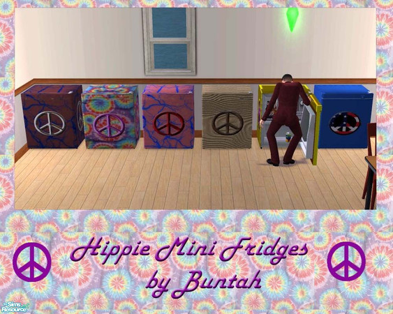 Sims 2 — Hippie Mini Fridges by buntah — Colorful mini fridges for your Hippie-type university students. These require