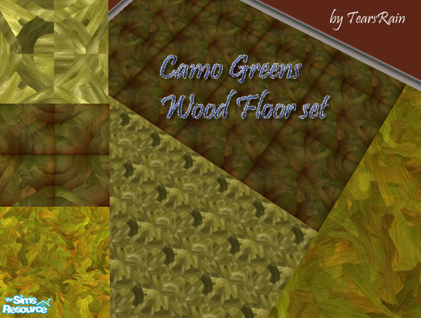 Sims 2 — The Camo\'s by TearsRain — Green Camouflage all textured differently in shaped wood planks. The Camo\'s are