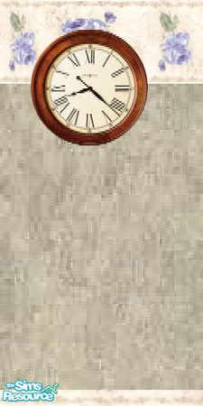Sims 2 — Blue Rose Wallpaper with Clock by lindakelly — This wallpaper goes with the Blue Rose Living Room Collection