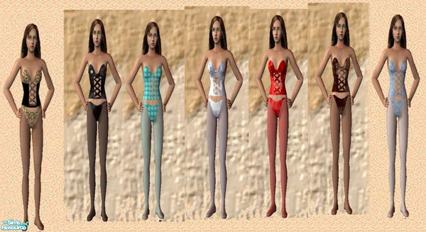 Sims 2 — womens corsets by ead425 — set of 7;black,blue,red,lavender,leopard,smokyblue,and brown