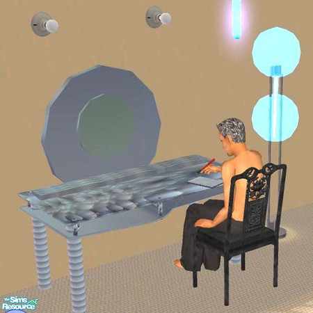 Sims 2 — Blue Funky Desk TOP by buntah — This is part of my Garage Sale Funky Desks set, which are a bargain at $25 ea.