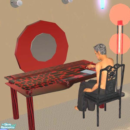 Sims 2 — Red/Black Funky Desk TOP by buntah — This is part of my Garage Sale Funky Desks set, which are a bargain at $25