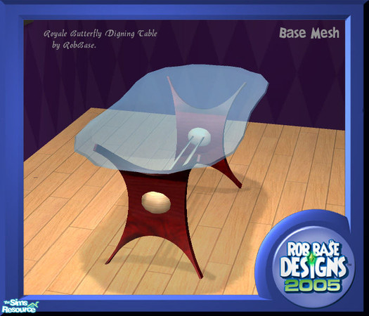 Sims 2 — Royal Butterfly Dining Table by robbase — This is version 2 of the Royal blue and burl wood dining table. Now