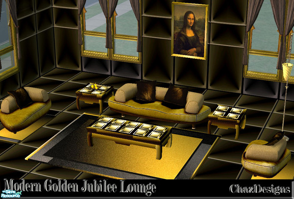 Sims 2 — Modern Golden Jubilee Lounge by ChazDesigns — Modern lounge. Enjoy the "richiness"