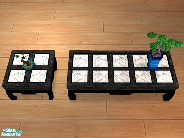 Sims 2 — FSMCDESIGNS  Tables by FSMCDESIGNS — Here is a black pine table with white and black marble inlays on top. End