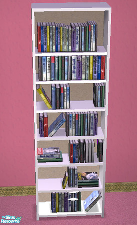 Sims 2 — Gilded Bookcase by dancingaphrodite — Pure, clean white. Matches gilded desk.