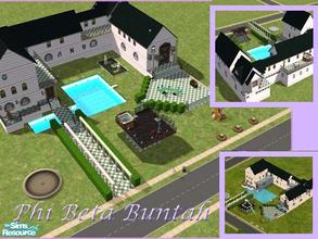 Sims 2 — Phi Beta Buntah by buntah — This is my first UNIVERSITY LOT!! Nothing hacked, but includes some recolored