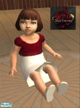 Sims 2 — Dress by JinxTrinity — Babydress in red and white with rosebelt.